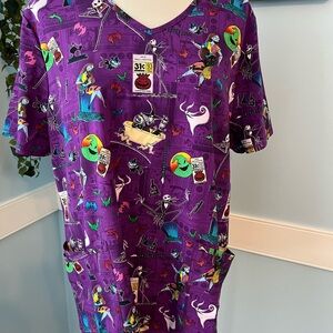 Disney Purple Nightmare Before Christmas Scrub Top